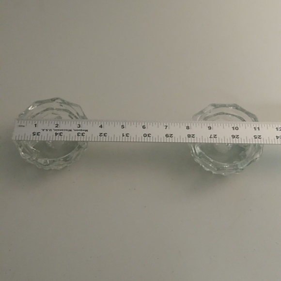 MID-CENTURY MODERN, STARBURST, HEAVY GLASS LOW PROFILE, SET OF 2 CANDLE … - Picture 6 of 7